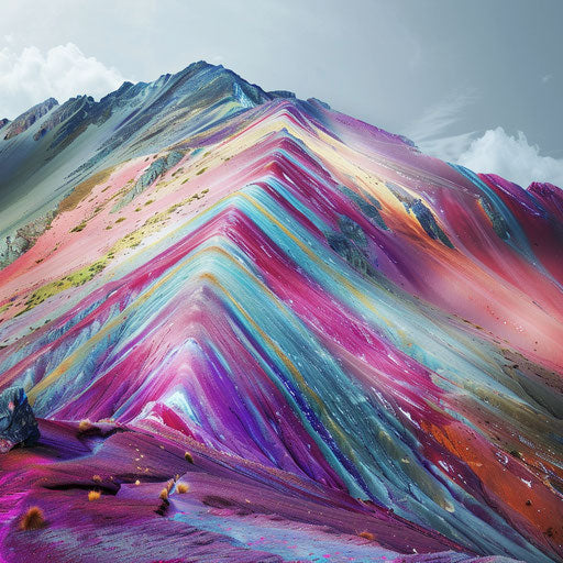 Hyper realistic rainbow mountain in Peru, 8k