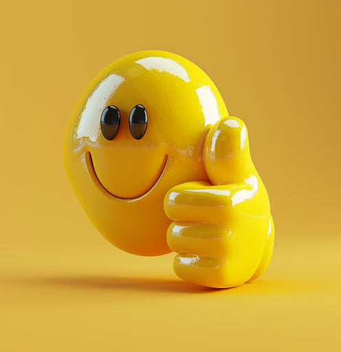 Right thumb up in magnified ornamentation style