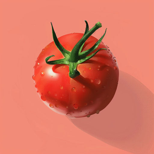 Realistic tomato clipart on random flat background