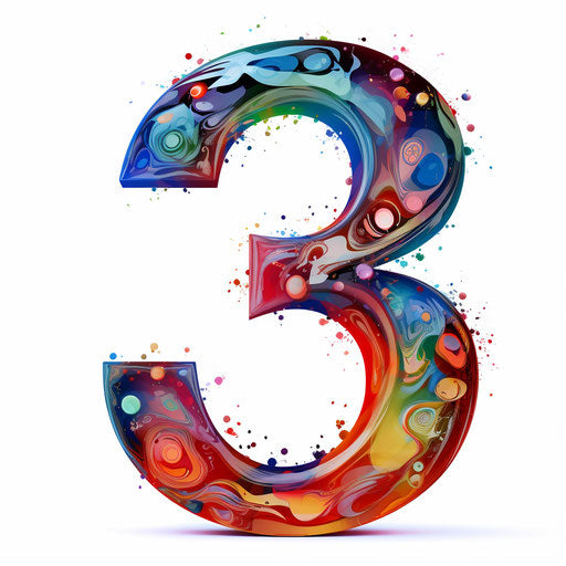 Numbers clipart in the style of Chiaroscuro Art, on white background