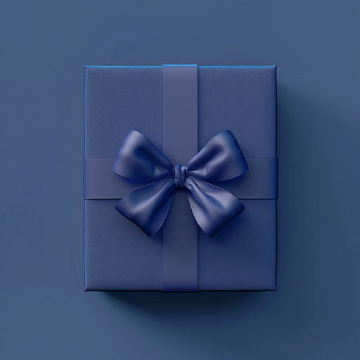 Realistic present on flat indigo background