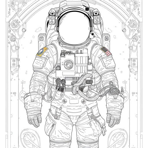 Intricate astronaut suit with detailed equipment, Spirin style