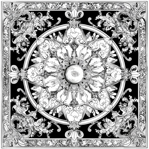 Elaborate medieval patterns in the style of Gennady Spirin