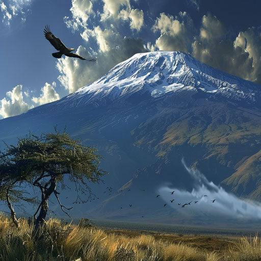 Kilimanjaro with eagle soaring above