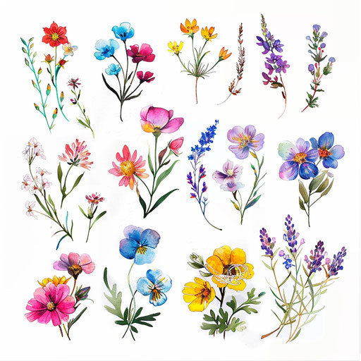 Vibrant collection of wildflower tattoos