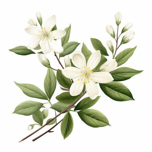 Jasmine illustration in Minimalist style, on a white background