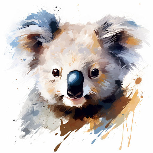 Koala clipart in Oil painting style on white background