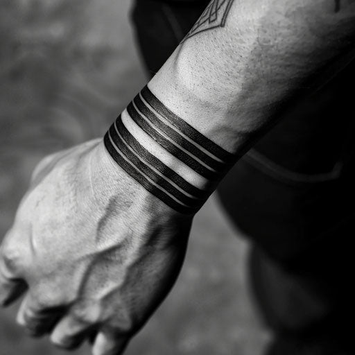 Contemporary flat tattoo sketch of a minimalist black and white striped wristband