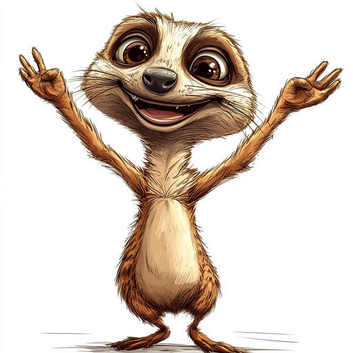 Humorous caricature of a meerkat with human characteristics