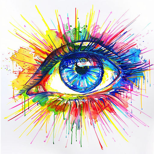 Colorful burst of tattooed eye