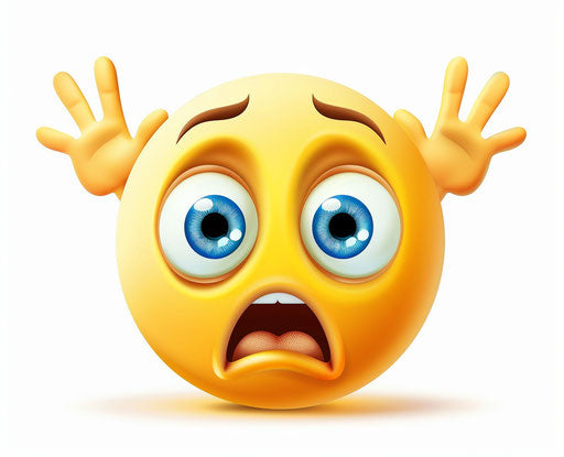 Yellow surprised emoji with hands on ears, surprised face