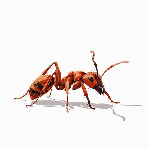 Ant clipart in a photorealistic style on a flat white background
