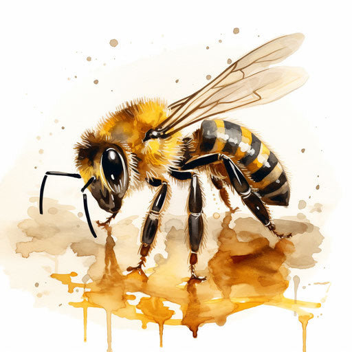 Bee clipart in the style of oil painting, on white background