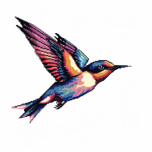 Swallow tattoo 8-bit, colorful and vibrant