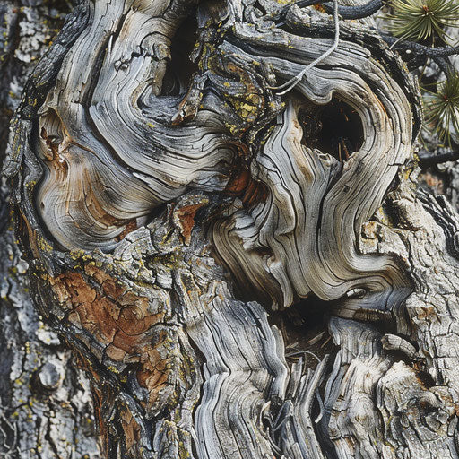 Twisted trunk of a whitebark pine, remarkable resilience