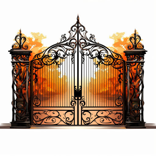 Gate clipart in the style of Chiaroscuro Art, on a white background