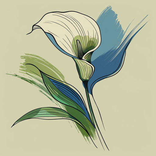 Elegant sketch of a calla lily in flat clipart style
