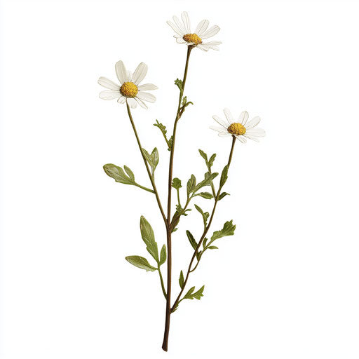 3D daisy on flat white background, photo realistic style