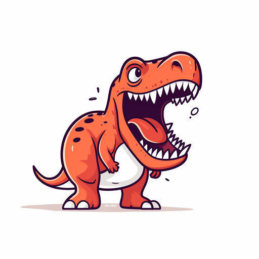 Minimalist style clipart of a t rex on white background
