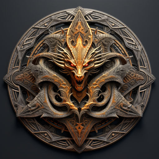 Celtic pentagram in dragon art style, transparent background