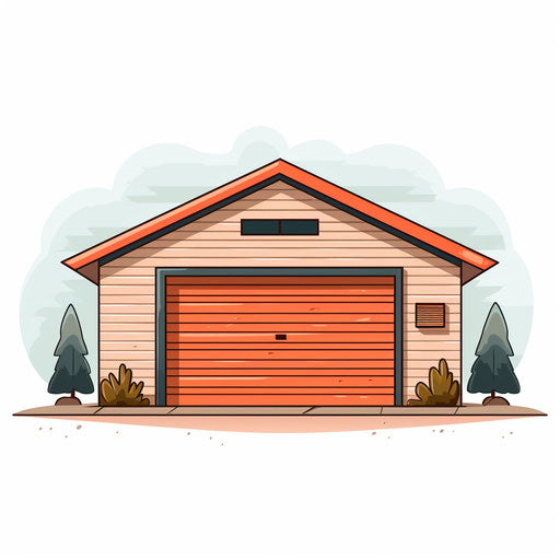 Garage illustration in Minimalist style, on white background