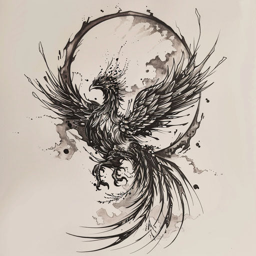 Obsidian Phoenix Rising from Ashes