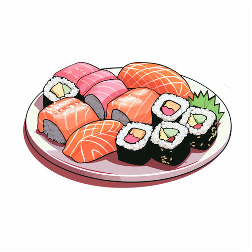 Sushi illustration in Pastel Colors Art style, on white background