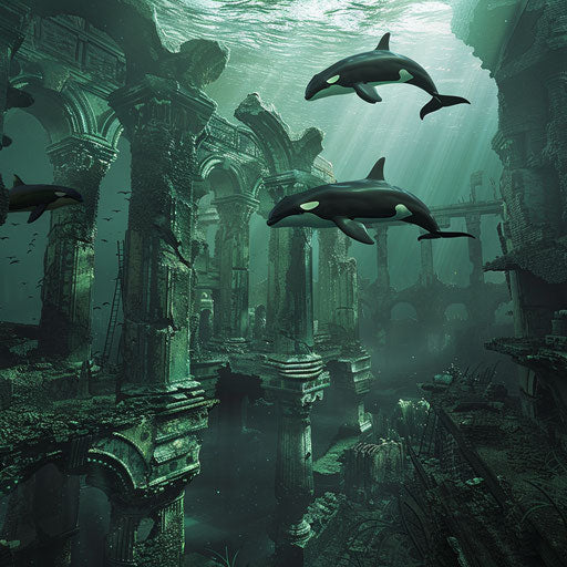 Ancient city beneath the waves: orcas and underwater ruins