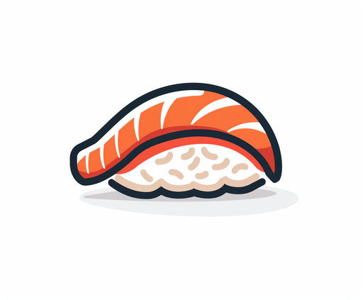 Sushi icon in vector, cute illustration, red and orange