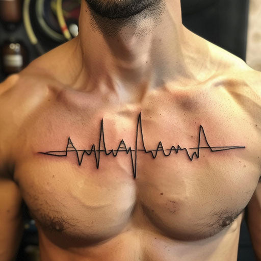 Meaningful tattoos for men with a minimalist heartbeat line