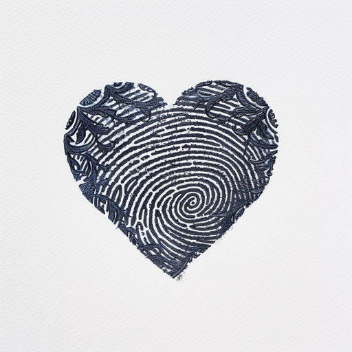 Gothic black fingerprint heart tattoo with lace details