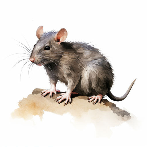 Rat in Chiaroscuro Art Style, on White Background