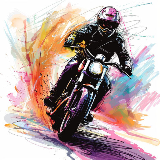 Artistic and colorful biker tattoo sketch