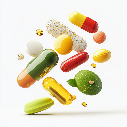 3D Vitamins on realistic white background, isolated clipart