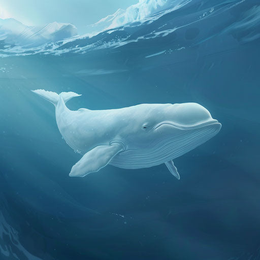 Beluga swimming gracefully under the Arctic ice