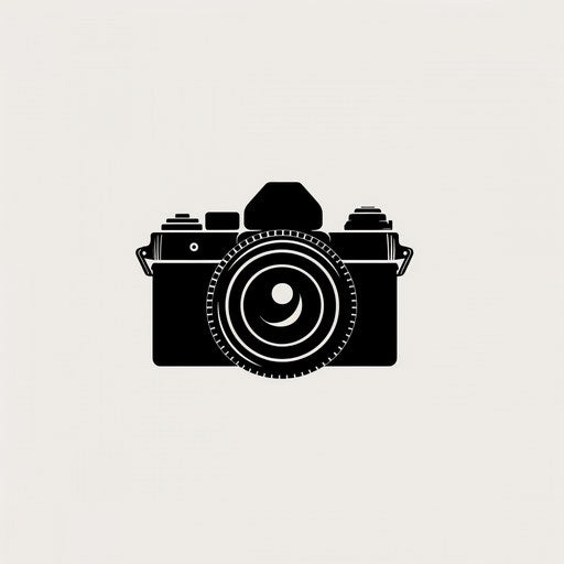 Photo logo with modern icon and bold typography