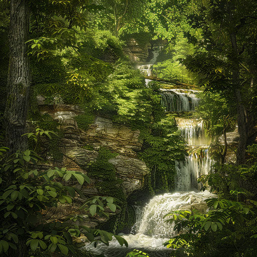 Cascading waterfall on the lookout mountain