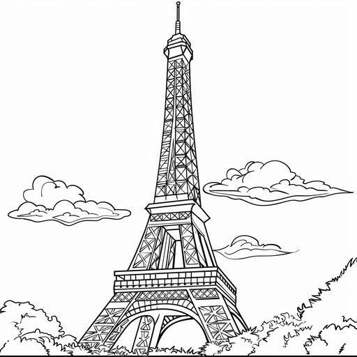 Minimalist Eiffel Tower coloring page