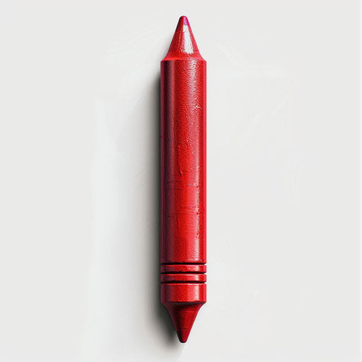 Realistic red crayon clipart on flat white background