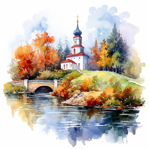 Watercolor clipart in the style of oil painting, on a white background