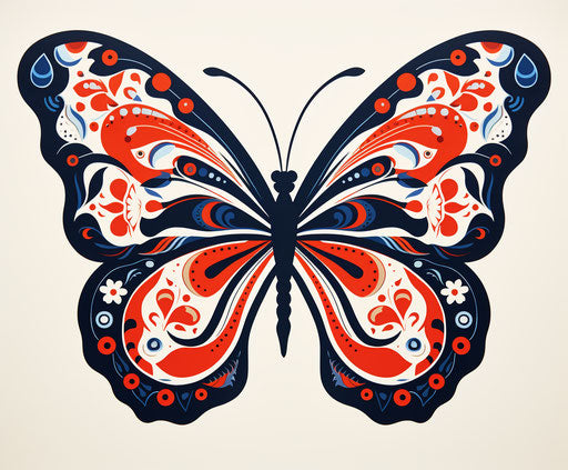 Colorful abstract butterfly tattoo in traditional Vietnamese style