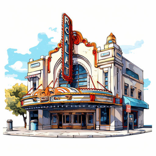 Movie theater in the style of oil painting