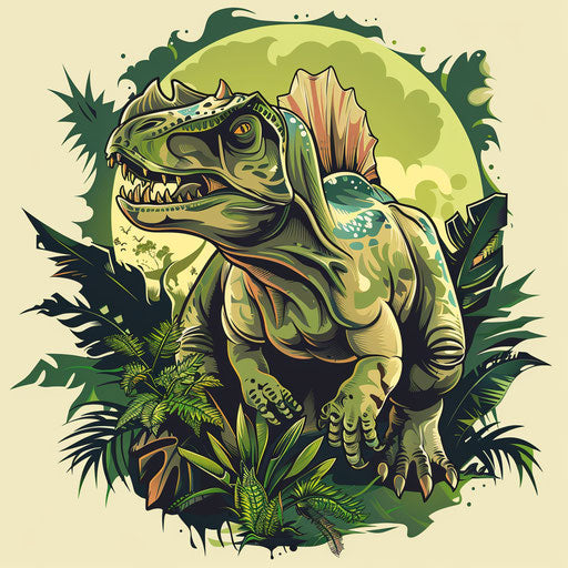 Dynamic tattoo sketch of dinosaur evolution, clipart style with earthy browns and vibrant greens