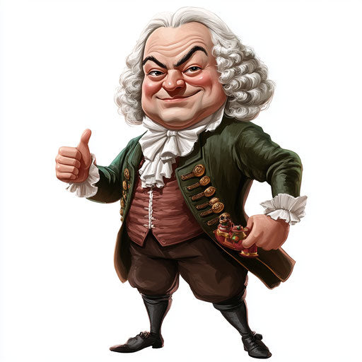 Humorous caricature of a Johann Sebastian Bach clipart
