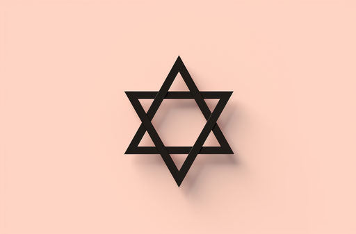 Israeli star of David icon on medium beige background, graphic minimalism