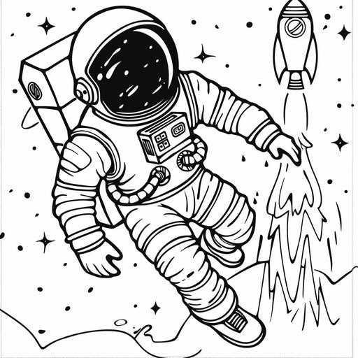 Astronaut with Rocket Launching