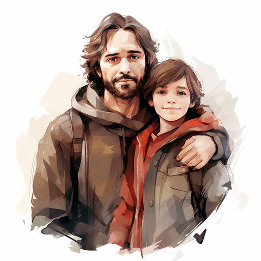 Brother in Chiaroscuro Art style, white background