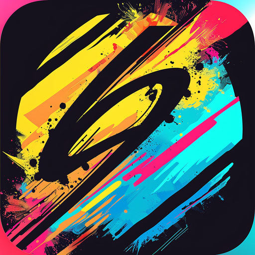 Bold app logo with graffiti elements and urban colors