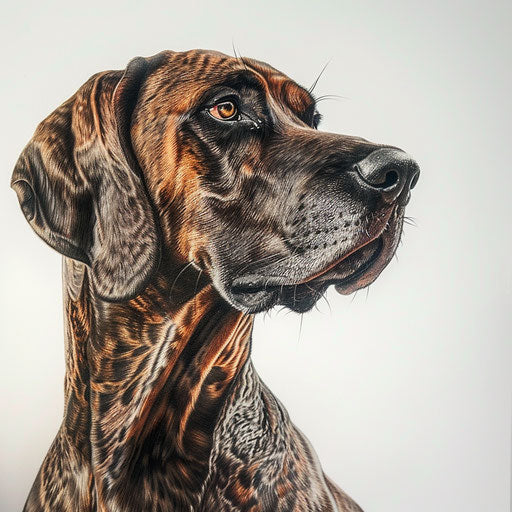 Photorealistic hunting dog portrait, tattoo design
