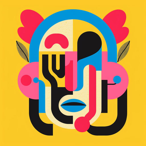 Playful podcast logo with bright colors and fun shapes